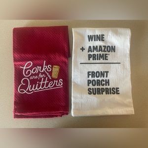 Set of 2 Cute Wine Lover Dish towels —NEVER USED